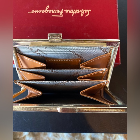 Salvatore Ferragamo Tan & Gold Savana Calf Mini Wallet - Picture 7 of 7